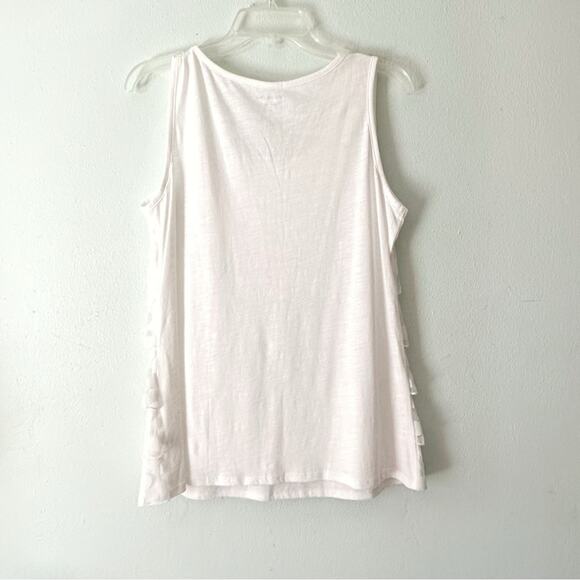 Coldwater Creek Sheer Polka Dot Tulle Tiered Ruffle SleevelessTop Tank Small/8 - Picture 3 of 6